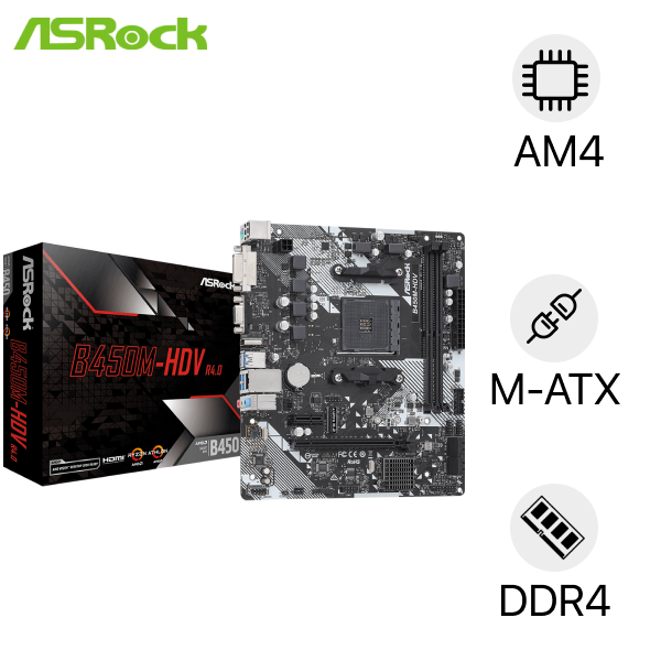 MAINBOARD ASROCK B450M-HDV R4.0 VAT