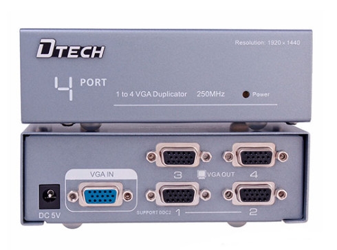 HUB VGA 1 RA 4 DTECH 7254 CHỐNG NHIỄU