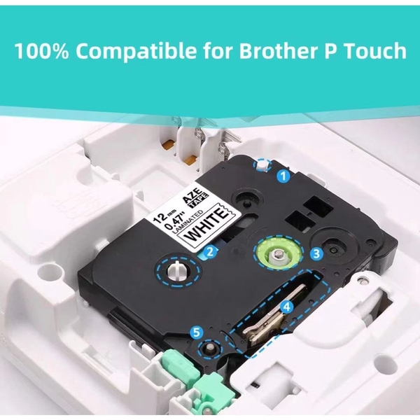 Băng dán nhãn cán mỏng 9mm 12mm Cho Brother P-Touch AZE231,AZE221, AZE631 TZ2-S731, TZ2-S531 VAT