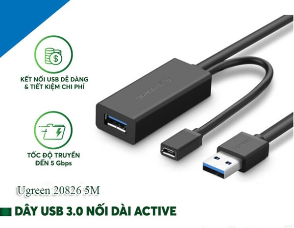 CÁP USB NỐI DÀI 5M 3.0 ACTIVE UGREEN 20826 VAT