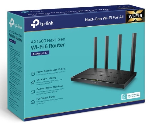 Phát Wifi TP-Link Archer AX12 WIFI 6 (AX1500Mbps/4 Ăngten/Mesh/35 User) VAT