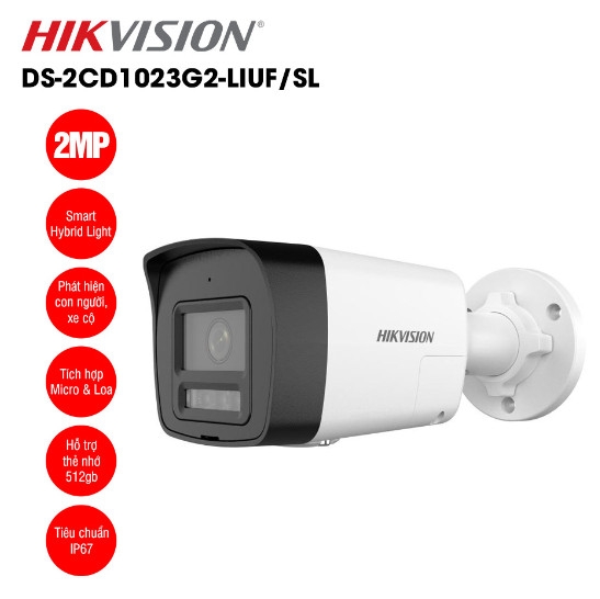 CAMERA HIK VISION DS-2CD1023G2-LIUF/SL 2MP ĐÈN KÉP (ĐÀM THOẠI,KHE THẺ,4mm) VAT