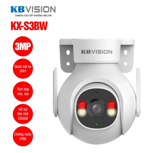 CAMERA KBVISION KX-S3BW 3MP outdoor (360,wifi6,H265,ai,thẻ) VAT