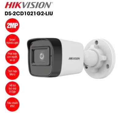 CAMERA HIKVISION DS-2CD1021G2-LIU 2MP VAT (IR20M,SÁNG KÉP,MICRO) VAT