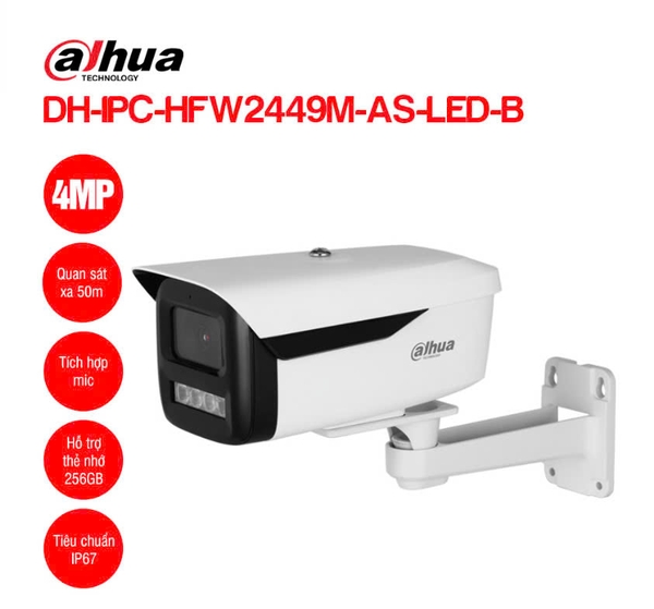 CAMERA DAHUA DH-IPC-HFW2449M-AS-LED-B 4.0MP (FULL MÀU+THẺ NHỚ) VAT