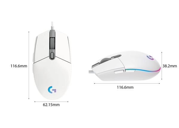 Chuột có dây Logitech gaming G102 GEN II LIGHTSYNC RGB White 910-005803