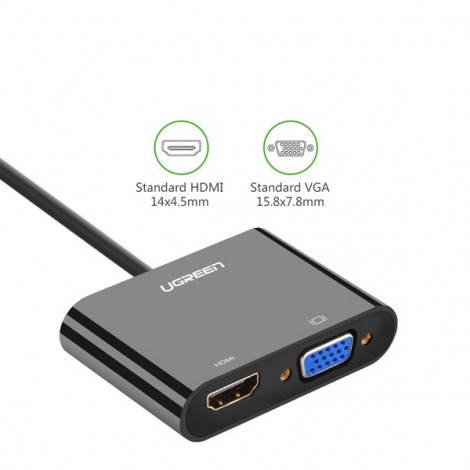Cáp Micro HDMI to VGA, HDMI chính hãng Ugreen 30355