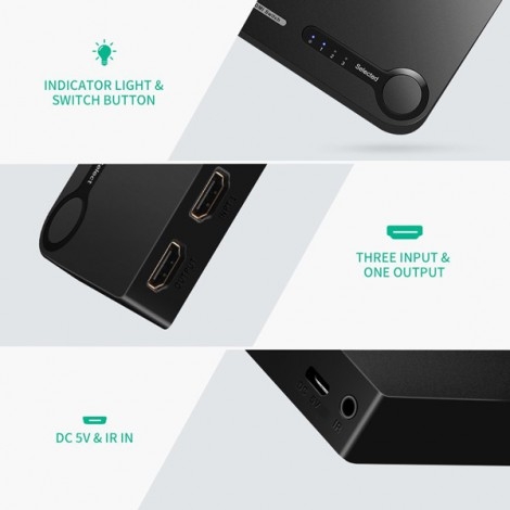 Bộ gộp HDMI cao cấp 3 vào 1 ra chính hãng Ugreen UG-40234