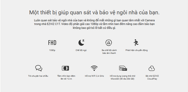 Camera Ezviz WiFi 2MP C1T