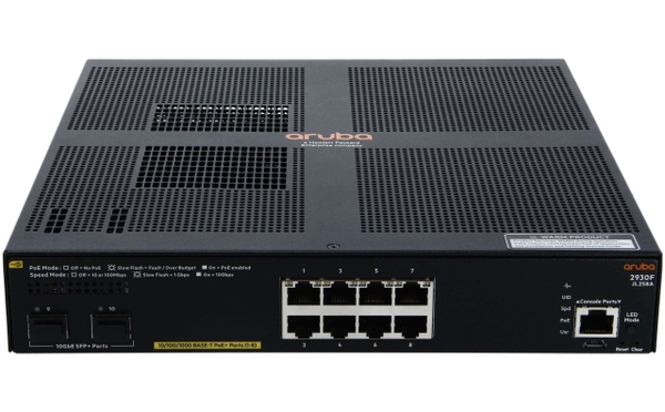 JL258A Switch Aruba 2930F 8 Ports 10/100/1000 PoE+ 125W, 2 SFP+ Uplink