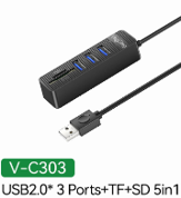 USB2.0 Card Reader (SD+TF 2 IN 1) - V-C303