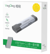USB2.0/Type C 2 in 1 Card Reader (SD+TF 2 IN 1) - V-C305