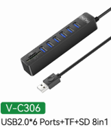 USB2.0 Card Reader (SD+TF 8 IN 1) - V-C306