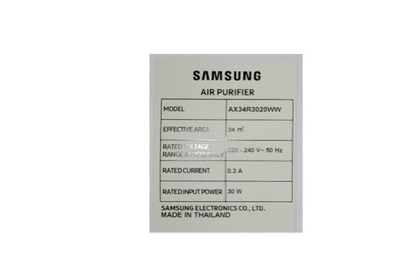 Máy lọc không khí Samsung 34m2 AX34R3020WW/SV