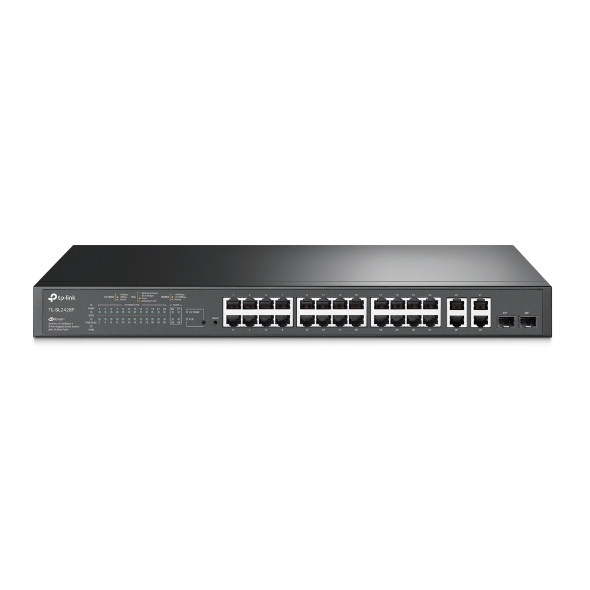 Switch TP-LINK TL-SL2428P JetStream 24 cổng 10/100Mbps + 4 cổng Gigabit Smart Switch với 24 cổng PoE+