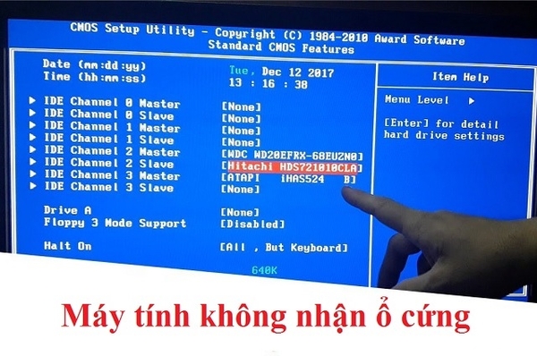 laptop không nhận ổ cứng