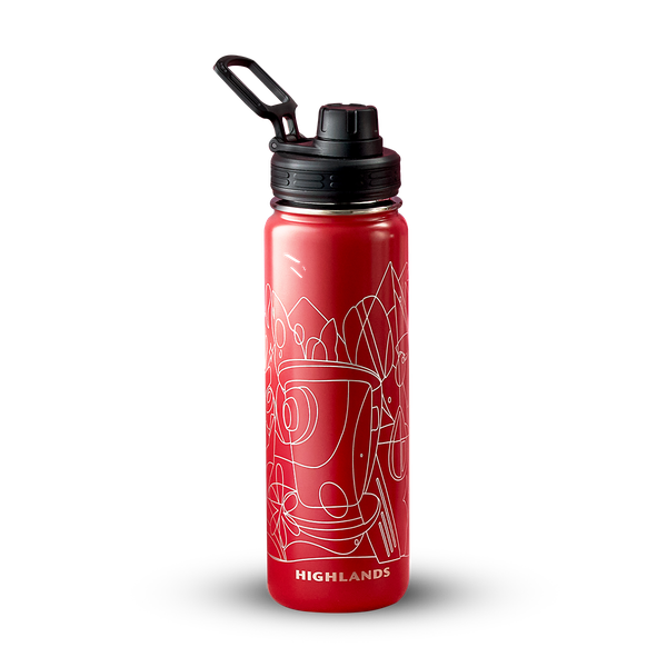 BÌNH GIỮ NHIỆT HOẠ TIẾT NHÀ MÀU ĐỎ 710ML