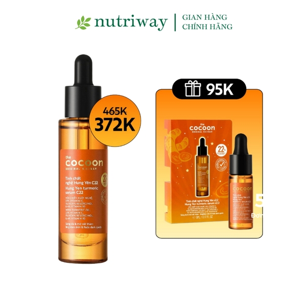 Tinh chất nghệ Hưng Yên x2.2 (serum) với 22% vitamin C sáng da chuyên sâu & mờ vết thâm Cocoon 30ml