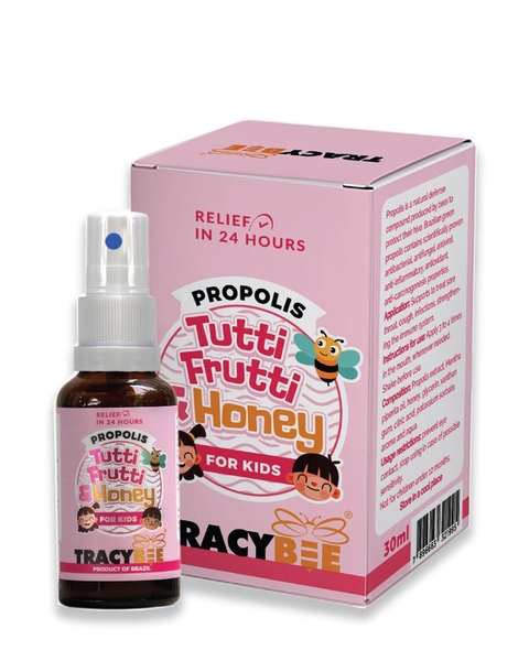 Thực phẩm bảo vệ sức khỏe: Keo ong Propolis Tutti Frutti & Honey for Kids Tracybee (vị trái cây 30ml)