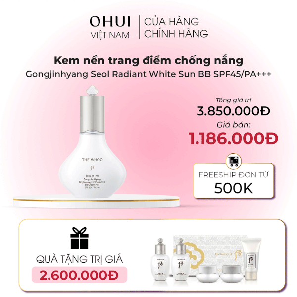 Kem nền trang điểm chống nắng Gongjinhyang Seol Radiant White Sun BB SPF45/PA
