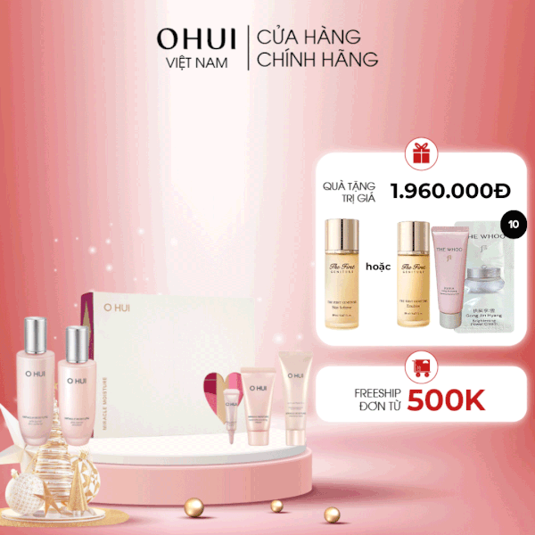 Bộ Dưỡng Ẩm Ohui Miracle Moisture Pink Barrier 2pcs Special Set