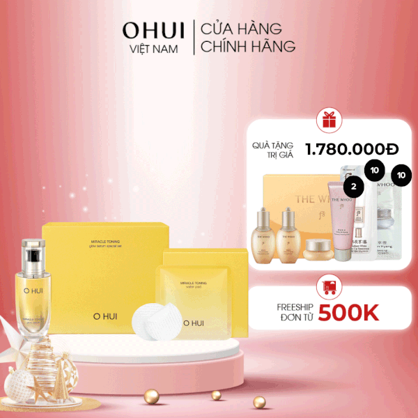 Bộ Dưỡng Sáng Da Vitamin C Ohui Miracle Toning Glow Serum 50ml