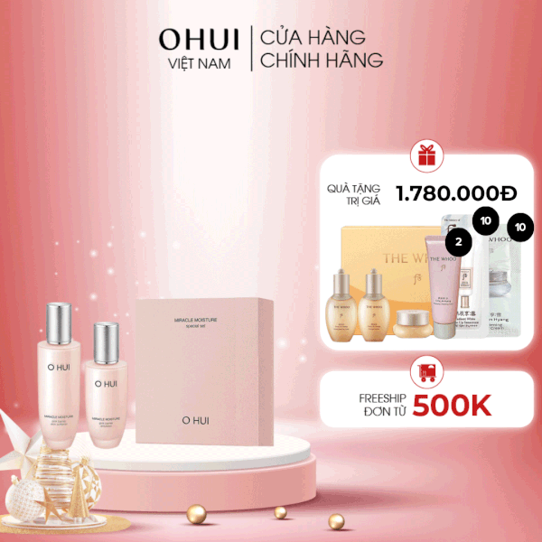Bộ Nước Cân Bằng Ohui Miracle Moisture Pink Barrier Skin Softener Set