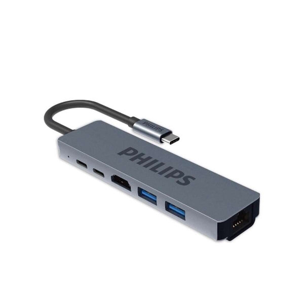 Philips - Hub USB-C 6 In 1 To HDMI + 2USB + PD + RJ45 - SWV6116