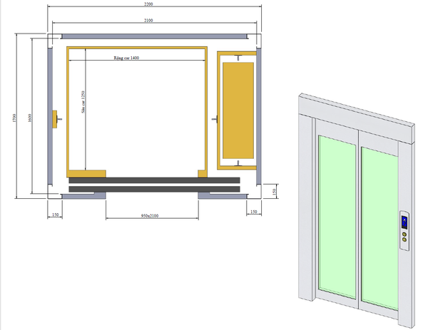 Công thức tính kích thước cabin thang máy