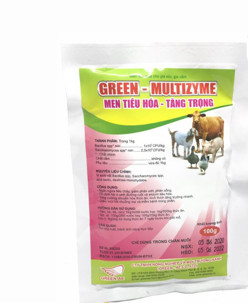 green-multizyme-100-gr-men-tieu-hoa-tang-trong-cho-ga-vit-heo-bo-de-cuu