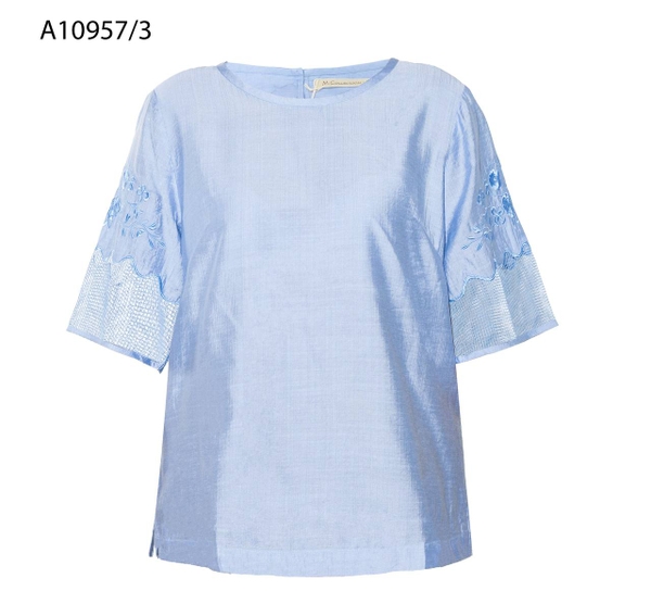 Áo Kiểu Lụa Hàn Tay Lở Thêu Lưới Họa Tiết - A10957/3