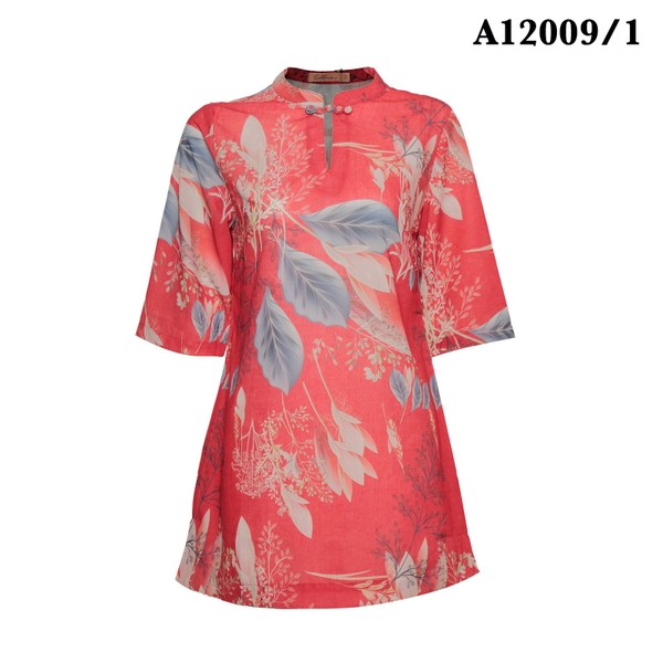 Áo Kiểu Linen Lụa Tay Lở In Họa Tiết Lá - A12009/2