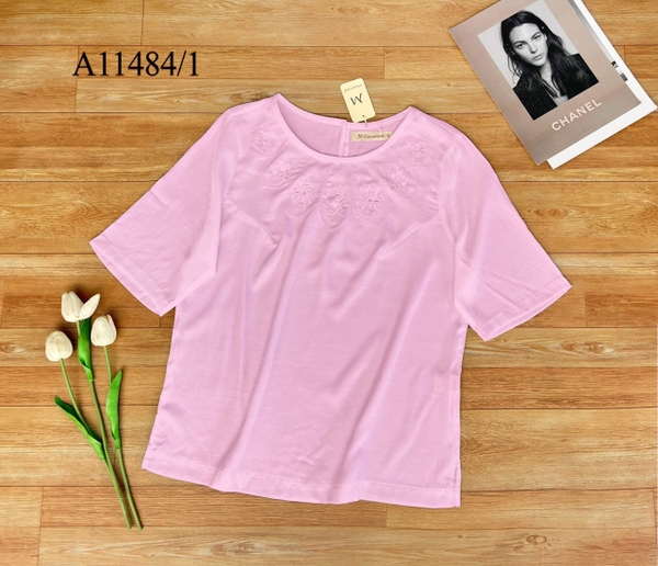 Áo Kiểu Lụa Xược Tay Lở Thêu Họa Tiết - A11484/1