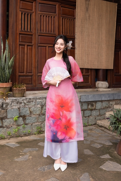 Áo Dài Phom Suông Tơ In Bông - L12000/3