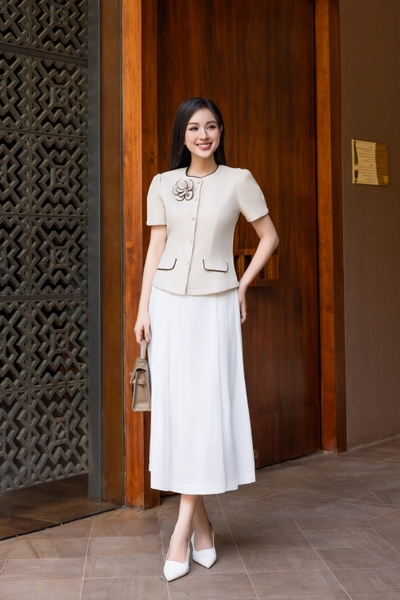 Áo Kiểu Vải Bố Tay Lở Đính Hoa 3D - A12365/1