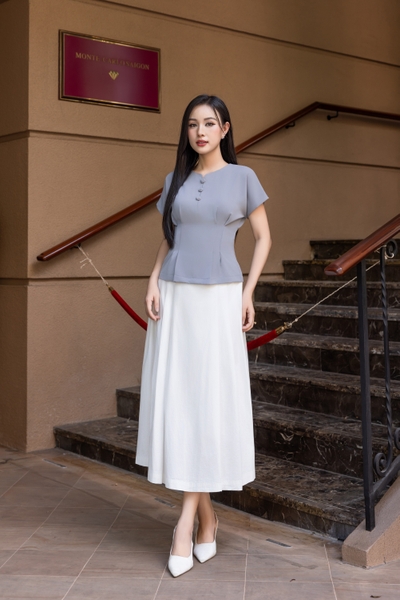 Áo Kiểu Lụa Tay Con Chiết Eo - A12334/2
