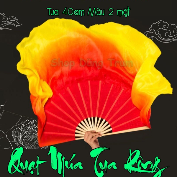 Quạt múa tua rộng 40cm múa biểu diễn cực đẹp