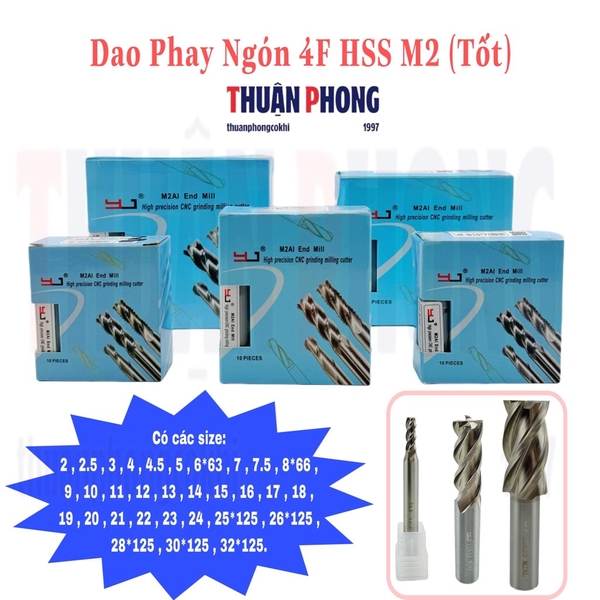 [Ngắn 4F] Dao Phay Ngón YJ HSS M2 (Tốt)