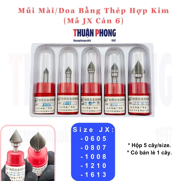 Mũi Mài/Doa Bằng Thép Hợp Kim Mã JX Cán 6mm