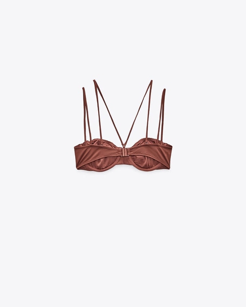 Bikini 2 mảnh quần lưng cao màu đen thun tăm