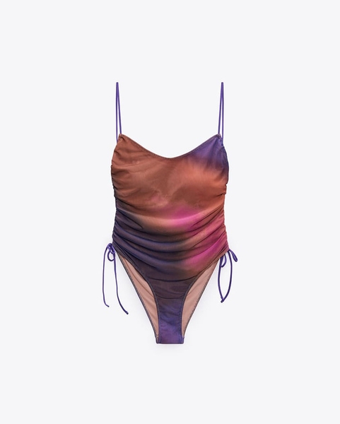 Bikini 3 mảnh bộ tam giác, phối váy, màu xanh neon