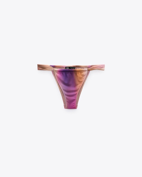 Bikini quần cạp cao, áo tam giác hoạ tiết cầu vồng
