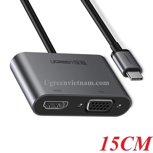 Cáp chuyển USB Type C to HDMI + VGA Ugreen 50738 vỏ nhôm cao cấp