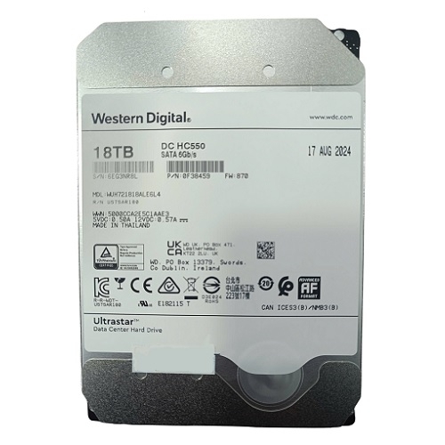 Ổ cứng Sever/Nas Western Digital Ultrastar 18TB WUH722018CLE6L4-0B48723 DC HC 555 3.5inch/ SATA/ 7200rpm/ 512MB