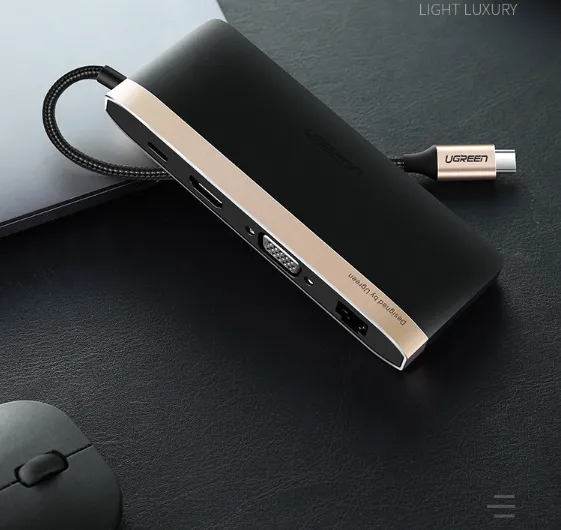 Cáp USB Type C to HDMI, VGA, USB 3.0, Lan, SD/TF, hỗ trợ sạc USB C Ugreen 50988
