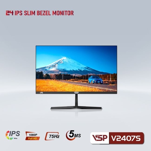 Màn hình phẳng VSP V2407S màu đen IPS 5ms 75Hz hạn chế ánh sáng xanh