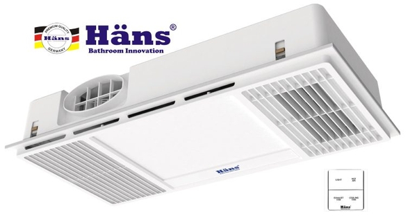 Quạt thổi nóng âm trần đa năng HANS HA2 (2130w - Có điều khiển - Thổi nóng - Hút mùi - Chiếu sáng