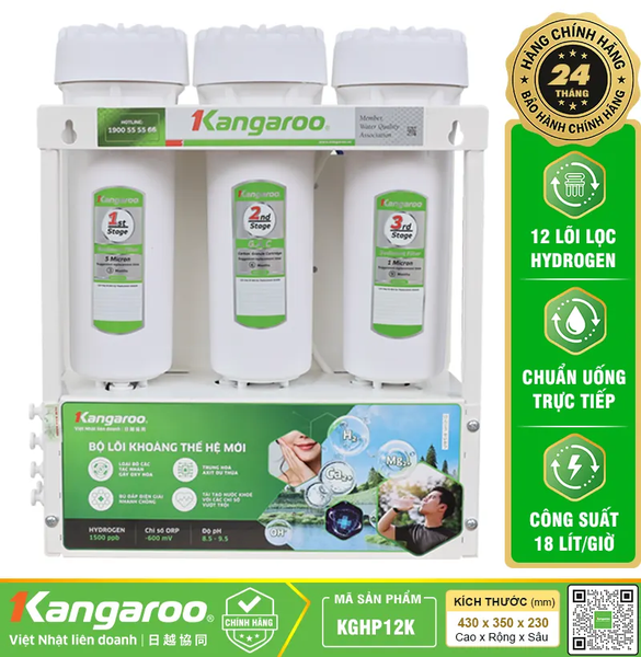 Máy lọc nước Kangaroo Hydrogen KGHP12K - 12 Lõi Mới 2026