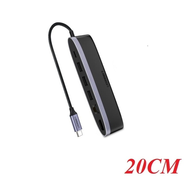 Cáp USB Type C to HDMI, Lan, USB 3.0, hỗ trợ sạc USB C Ugreen 50989 chính hãng