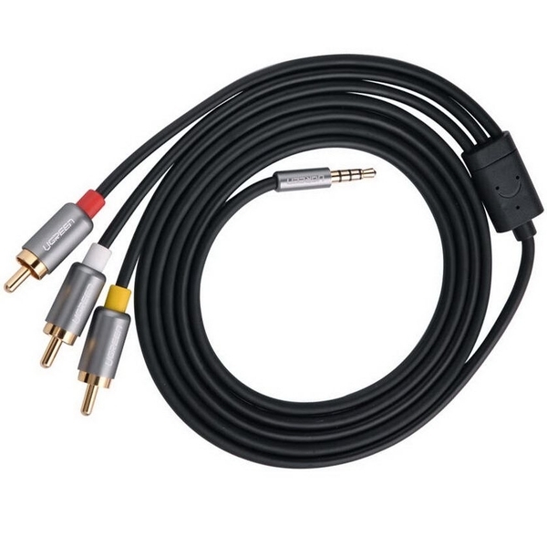 Dây loa 3.5mm sang 3 đầu RCA ( hoa sen ) UGREEN 20894 dài 1.5m màu đen
